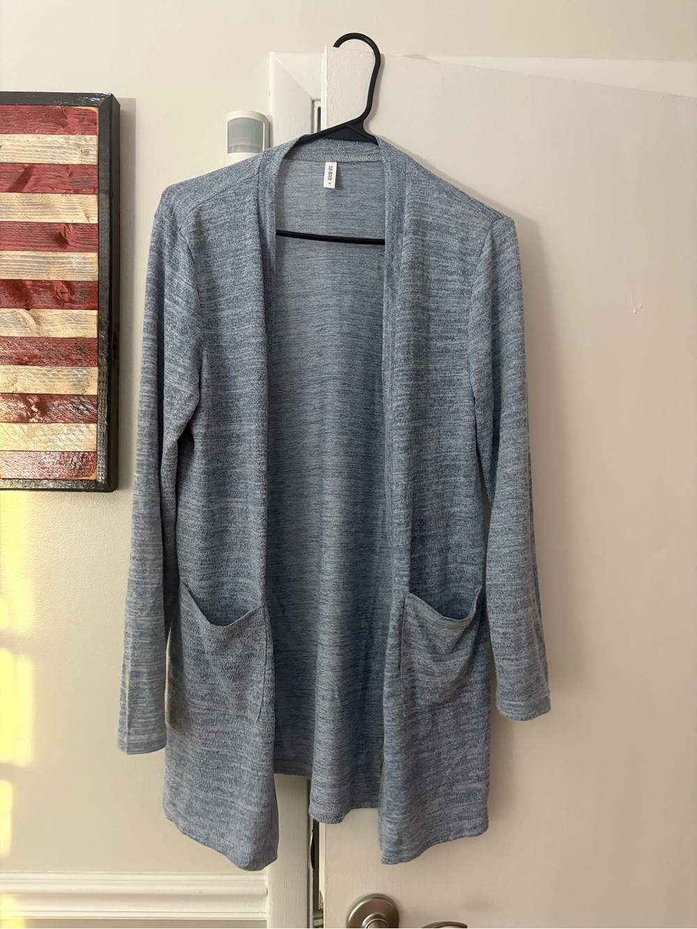 Open-Front Light Blue Women's Cardigan with Pockets